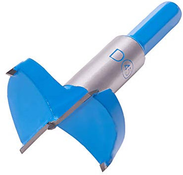 Utoolmart Forstner Bohrer mit Holzbohrung 45 mm Durchmesser Gerader Schaft Hartmetallspitze Professionelle Holzbearbeitung Lochsäge Holzschneider 80 mm Länge Blau für Scharniersperrholz MDF CNC 1St