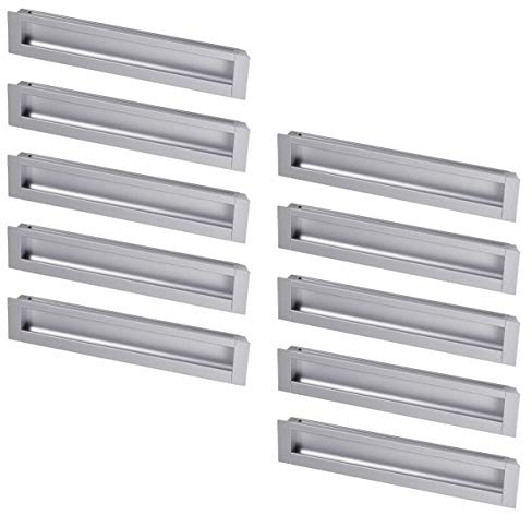 Gedotec Muschelgriff Chrom silber matt Einlassgriff eckig Schiebetür-Griff Metall - Alina | Möbelgriff versenkt im Holz | Griff 138 x 69 mm | 10 Stück - große Griff-Muschel für Möbel & Zimmertüren