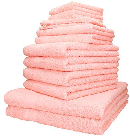 Betz Palermo Handtuch-Set 12-teilig – 100% Baumwolle – Oeko-TEX® Zertifiziert – extra saugfähig & weich – hohe Grammatur – Duschtücher, Handtücher, Gästetücher & Waschhandschuhe Farbe apricot
