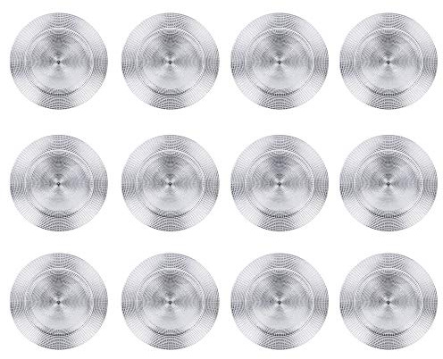 Assiettes de présentation en plastique - idéales pour Noël - 33 cm Argent - Mosaïque