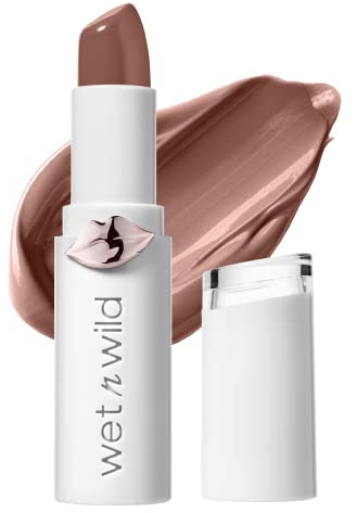 wet n wild Mega Last High-Shine Lipstick Lip Color, Infused with Seed Oils For a Nourishing High-Shine, Buildable & Blendable Creamy Color, Cruelty-Free & Vegan - Clothes Off