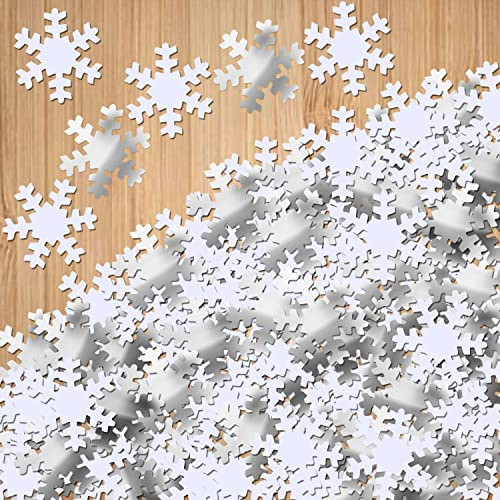 HOWAF 1500 Stück Schneeflocken Konfetti, Weihnachten Winter deko Silber und Weiß Schneeflocken Streudeko PVC Schneeflocken Konfetti Tischdeko, Hochzeit, Geburtstag, Weihnachts Dekorationen