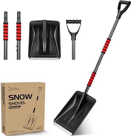 YARNOW Pala da Neve Pala da Neve in Staccabile Rimovibile Portatile per Pala da Ghiaccio con Impugnatura a D E Lama in Alluminio per Giardino da Campeggio