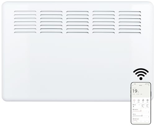 MYLEK Panel Space Heater Radiator 1.5KW Eco Smart WiFi App Electric Low Energy, Wall Mounted or Floor Standing, Bathroom IP24 Rated for Homes, Offices (1500w)