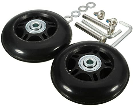 KUEZCVYA Kofferrollen, Kofferrollen Ersatzrollen mit Achsen Schraubenschlüssel Reparatur Paar Mute Ersatz Wheels für Koffer Gepäckwagen (70mm*19mm)