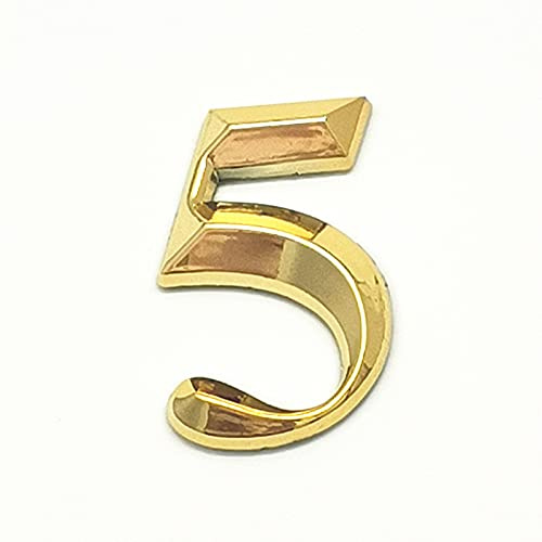 3D Moderne Auto-Adhésif Plaque Maison Numéros Porte Plaque Signe D'or 5 * 3cm ABS Autocollant Maison Plein Air Adresse Électrolytique Chiffres pour Cour Rue Boîte Aux Lettres Bin (5)