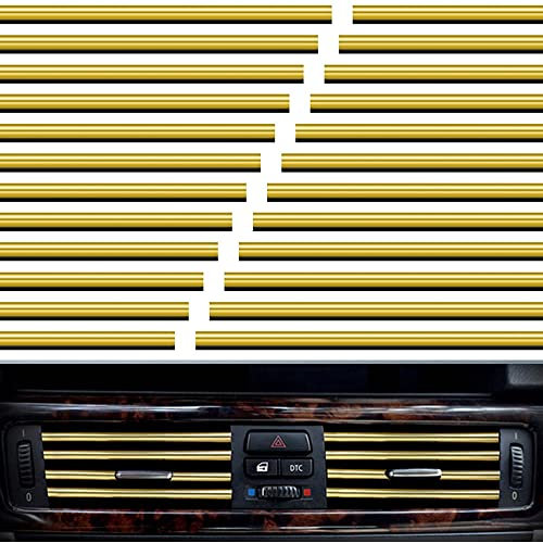 20 Stück Auto Klimaanlage Dekorationsstreifen U Form Leisten für Lüftungsschlitze DIY Decor Zubehör Auto Luftauslass Innen Streifen Dekor Lüftungsschlitz für Klimaanlage Trimmen Streifen (Gold)