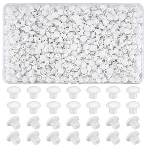 800 Pcs 5mm Drill Hole Cover Caps, Plastic Hole Plugs, Round Button Plugs Screw Holes Caps Covers, Drilling Cover Plug for Furniture Kitchen Cabinet Cupboard Shelves Wardrobe Bookcase - White
