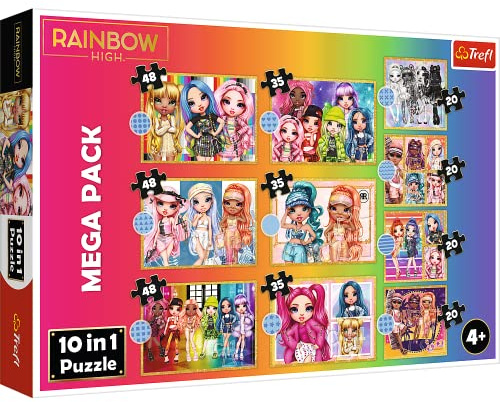 Trefl - Rainbow High, Kollektion Modischer Puppen | 10-in-1 Puzzles, von 12 bis 48 Elementen - Puzzles mit Märchenfiguren, Verschiedene Schwierigkeitsgrade, Rainbow High Puppen