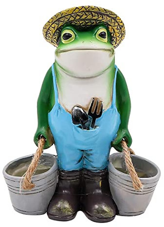 NUZAMAS Statues de décoration de Jardin de Grenouille d'extérieur Froggy Flower Pot Crafts Froggy Statue Farm Froggy Garden Decor Décoratif en résine Froggy Ornement en Pot pour Jardin, Maison, Cour