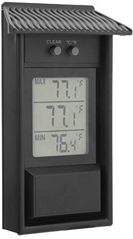 Termómetro digital para invernadero, ℃/℉ Monitoreo de temperatura máxima y mínima de visualización para jardín Invernadero Habitación interior Hogar, Negro