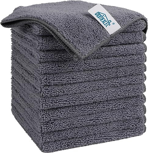 HOMEXCEL Grey Microfiber Cleaning Cloth, 12 Pack Premium Microfiber Towels for Cars, Lint Free, Scratch-Free, Highly Absorbent, Reusable Cleaning Rags for Car, Household, Kitchen, Window, 30 x 30 cm