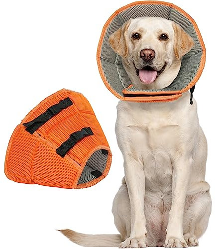 Kuoser Halskrause Hund, Bequem Leckschutz Hund,Schutzmaßnahmen Schutzkragen Hund, Einstellbar Hundekragen, Hunde Halskrause Leckschutz für Hunde, Vorbeugung von Biss- und Leckwunden,Orange L