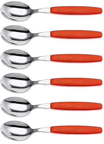 Giesser 6er Suppenlöffel Set - Rot | Großer Esslöffel aus rostfreiem Edelstahl mit PP-Griff | Spülmaschinenfest | Camping & Outdoor | Made in Germany