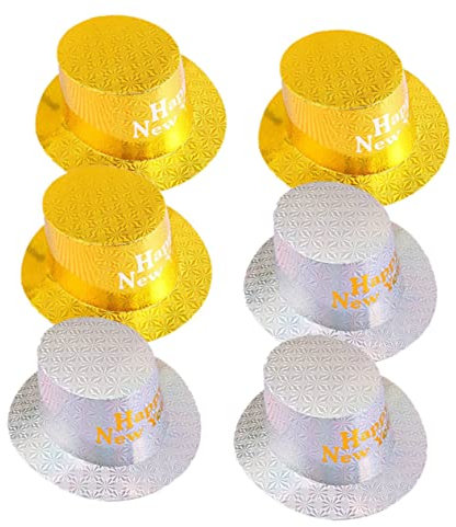 jojofuny 6pcs Paper Jazz Hat Props Year Party Hats Decor Letter Printing Paper Caps Lovely Stage Performance Tophat Creative Headdress Party Cosplay Props Year Cap