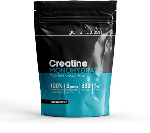 GN Creatine Powder | 1kg High Strength Creatine Monohydrate Powder - 5g per Serving | Unflavoured Filler Free Creatine-Monohydrate | Non-GMO & Gluten Free