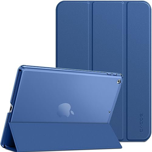 CACOE Hülle Kompatibel mit iPad 9. /8. /7. Generation 10.2 Zoll 2021/2020/2019, Auto Schlafen/Wachen und Ultra Dünn Transluzent Matt Rückseite Abdeckung- Navy blau