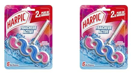 Harpic Bloc WC - Active Fresh Nettoyant WC - Parfum Fleurs Tropicales (Lot de 2)