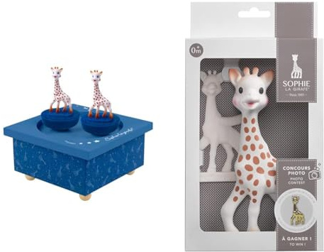 Trousselier 6295195 Spieluhr mit tanzenden Figuren für Kinder, Giraffen, blau, Sophie die Giraffe, magnetisch, Musikbox, Musikspieluhr & Sophie la Girafe – Sophie la Girafe Award-Geschenkset
