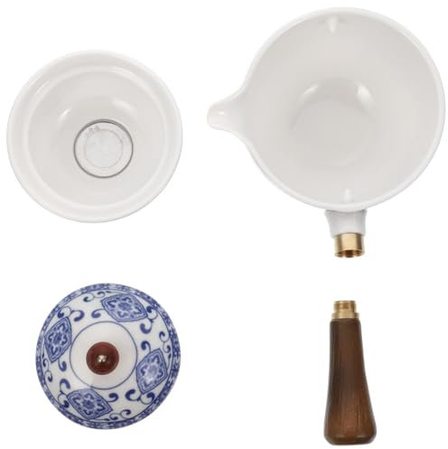 Cabilock Blue and White Porcelain Teapot with Infuser Gongfu Teapot with 360 Rotation Side Handle Tea Kettle Chinese Tea Maker Dispenser Portable Japanese Tea Set