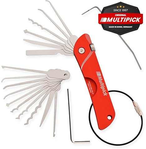 MULTIPICK Taschenmesser Dietrich Set Profi [7 Werkzeuge | EDC Edition | +10 Klingen] Lockpicking im Taschenmesserformat - Picking Tool - Handliches Schlüsseldienst Werkzeug
