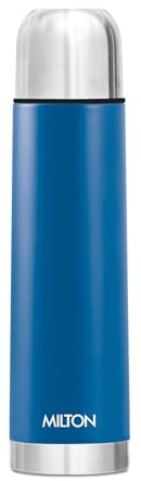 Milton Eco-Flip Flask 1 Litre (1000 ml) Stainless Steel Water Bottle – Double-Walled Vacuum Insulated to Keep Drinks Hot or Cold for 24 Hours, Leak-Proof, Ideal for Office, Gym & School – Blue
