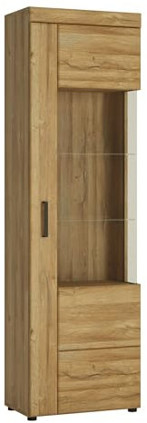 möbelando Glasvitrine >Cortina< in Grandson Eiche Dekor - 58x195x37,4 (BxHxT)