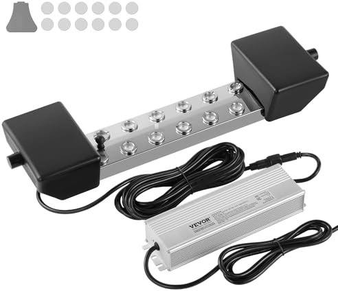 VEVOR Ultraschall Vernebler, Ultraschall Nebelmaschine12 Köpfe, 9000 ml/h Nebelmacher, Luftbefeuchter mit 300 W IP67 wasserdichtem Netzteil, Boje, Ersatzscheiben, für Teich, Garten, Gewächshaus