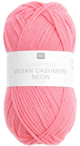 Rico Design Essentials Vegan Cashmere aran, Strickgarn 100% Polyamid, 50g (11 neon pink)