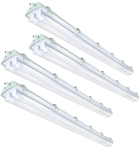 Jopassy 4er Pack LED Feuchtraumleuchte 120 cm 4500K Neutralweiß 2x 18W T8 Röhre 3600lm IP65 Wasserfest Wannenleuchte Kellerleuchte Feuchtraum für Garage Keller Bad Büro Warenhaus