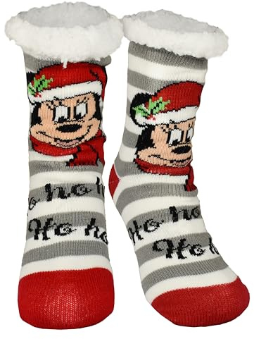 United Labels Disney Mickey Mouse Cuddly Socks for Women, Grey White, Fluffy Stopper Socks, Winter Socks, Warm Socks, Cabin Socks, grey / white, 39-42
