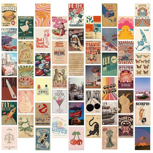 50 cartoline poster e stampe vintage cartoline decorative da parete decorazione artistica da parete cartoline estetiche decorazioni per la stanza da letto, soggiorno, corridoio, stampe murali 9,9 x