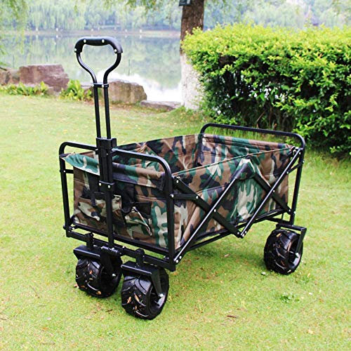 QZQJUILU Gartenwagen Klappbar mit Gurt Ziehwagen Handwagen Faltbar Transportkarre Bis 90 Kg für Garten Camping Strand Angeln Einkaufen Haustier