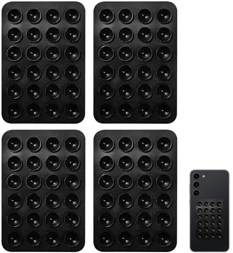 4 Pcs Sticky Phone Grip,Silicone Black Phone Suctions Pad Case,Suction Cup Iphone Strong Adhesion Holder,Non Slip Mount Accessories,Hands-Free Double Sided Sucker Grips for Selfies Videos