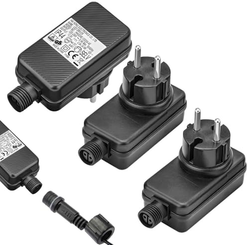 XPJBKC Lot de 3 adaptateurs d'alimentation LED 12 V 2 A 24 W - Pour spot de jardin LED - Adaptateur secteur résistant à l'eau - Basse tension - Remplacement pour guirlande lumineuse 12 V