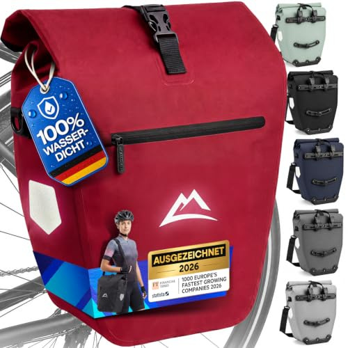 Nextcover® Fahrradtasche für Gepäckträger [AquaShield-TPU] I 100% wasserdichte Gepäckträgertasche mit klick-System & Rollverschluss I Reflektierende Fahrrad Tasche Inkl. Tragegurt, Fahrradtaschen