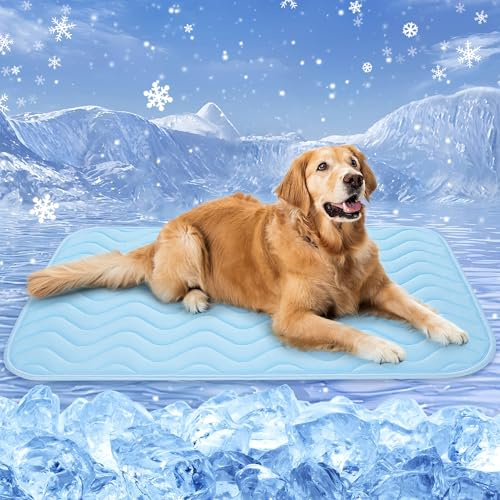 BaoDan Tapis Rafraichissant Chien,70x100cm Tapis Rafraichissant pour Chien | Bleu, Soie Glacée Respirant, Coussin Rafraîchissant Lavable, Durable, Idéal pour Chat, Les Animaux de Compagnie en été