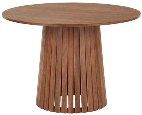 Happy Garden - Mesa de Comedor Liv, Madera Oscura, 5 plazas, diseño Redondo, Estilo escandinavo, 110cm de diámetro