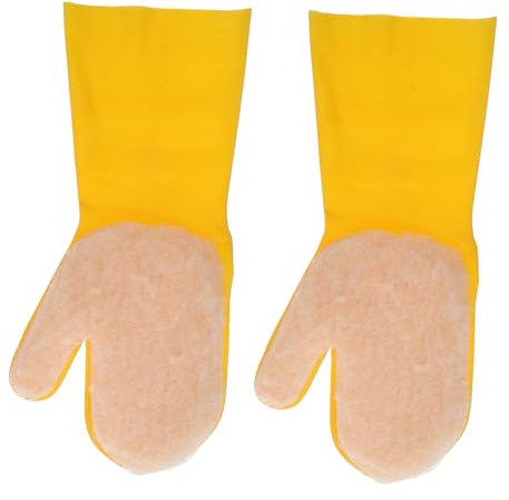 JOINPAYA 2pcs Insulated Pool Cleaning Gloves Long Latex Scrubbing Gloves for Efficient Dirt Removal in Swimming Pools and Hot Tubs Yellow Comfortable Fit for Cold Weather Use