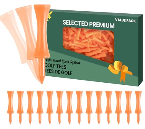 FINGER TEN Kunststoff Golf Castle Tees Step Down Unbreakable gleiche Höhe 2 1/4 Zoll Wert 60 120 Stück, Golf Tees Länge bunt für Übung Männer Frauen (Orange, 120 Stück)