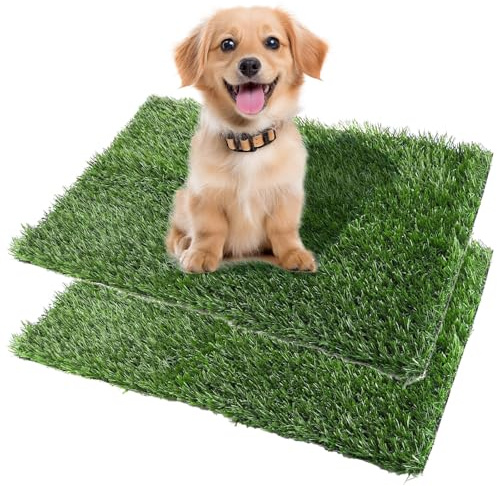 LOLYSIC 2 Stück Kunstrasen-Hundeklo für Balkon & Outdoor – 63 x 51 cm, welpen- und hundetoilette als Trainingsunterlage, Trainingsmatte für Welpen, Ersatzrasen – ideal für Wohnung & Balkon