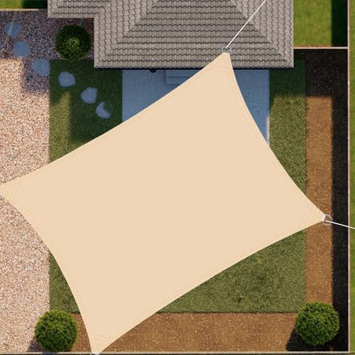 SRHIMEOS 4x6m Vela Ombreggiante Impermeabile E Resistente, Tende a Vela Parasole Esterno con Protezione UV, Rettangolare Telo Ombreggiante da Giardino, Terrazza, Cortile O Balcone
