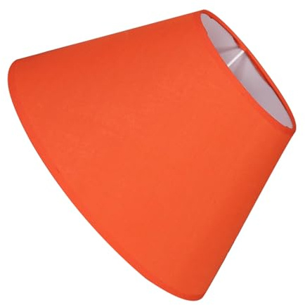 Pantalla de Lámpara Redonda E27 Base de Algodón Poliéster y Pvc | Estilo Retro y Simple, para Lámpara de Mesa y Pared, Color Naranja, Uso Doméstico
