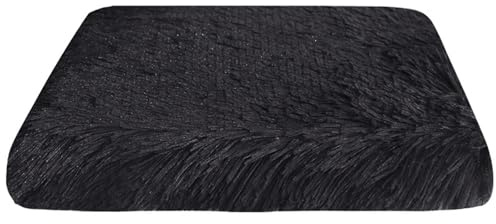 BESTORI Orthopädisches Hundebett Flauschig Weiche Haustierbett Abnehmbar maschinenwaschbar Katzenkissen mit rutschfeste Unterseite, Schwarz, 50 x 40 cm