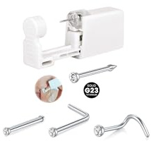 WillTen Set med 2 G23-piercingar i titan - Med förinstallerad 2 mm borrpistol - Näspiercingssats - Näspiercingssats, 0.85 mm x 11 mm, Rostfritt stål