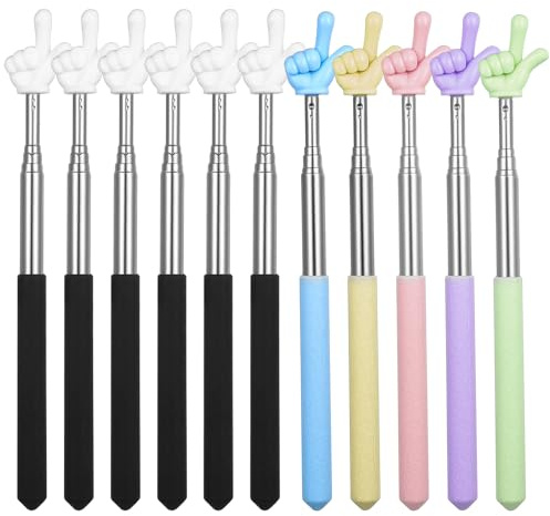 ZHENGYYUU 11 Pcs Puntero Telescópico de Mano, Bastón Telescópico para Lectura de Dedos, Punteros Telescópicos Extensibles 20-68 cm para Profesores, aulas, conferencias y Material didáctico