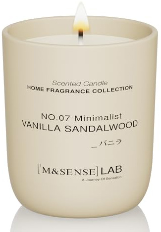 M&SENSE Duftkerzen im Glas Vanille-Sandelholz - Natursojawax Kerze 150g 30h Brenndauer, Geschenk für Frauen und Männer, Einfaches Design, Aromatherapie für Zuhause, Bad, Yoga Entspannung