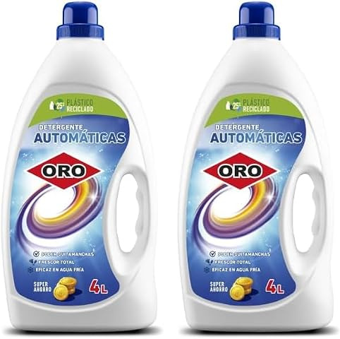 ORO - Detergente Líquido para Automáticas | Poder de Limpieza Superior | con Blanqueantes Ópticos | Fresca Fragancia | para Todo Tipo de Tejidos (Paquete de 2)