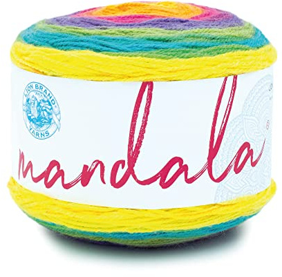 Lion Brand Yarn, Mandala DK Lightweight Yarn for Knitting, Crochet, and Crafts, Gnome, 1 Pack, Self-Striping Acrylic Fiber for Baby Blankets, Multicolor Shawls and Variegated Cardigans