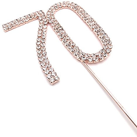 World of Sparkles 6cm Cake Toppers with Silver Diamante Rhinestones Diamonds and Rose Gold Base for Anniversary, Birthday Kids Children Adults Party